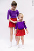 Kids set: 2 Sleeves leotard violet + skirt