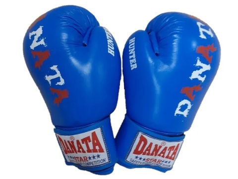 Перчатки бокс Hunter 10 Oz кожа синие (Дан) (6149116366)