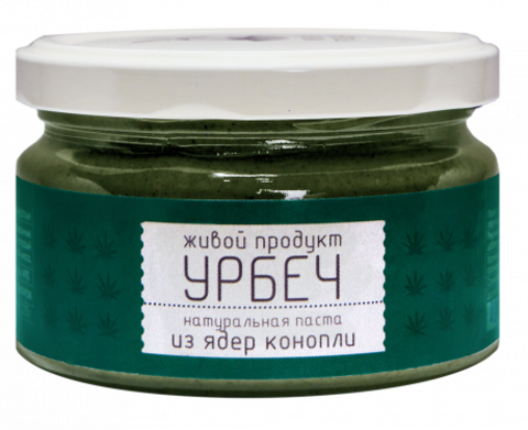 Живой продукт урбеч из очищенных ядер конопли, 225гр