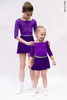 Kids set: 2 Sleeves leotard violet + skirt