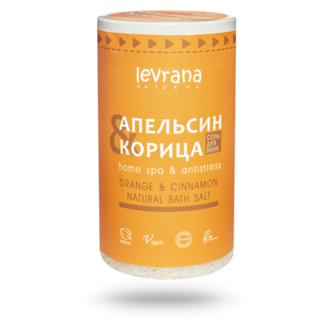 Levrana Соль для ванн с маслом апельсина и корицы, 800 г