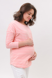 Лонгслив для беременных 11918 коралл полоска