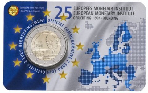 2 евро 2019 Бельгия - 25 летие Европейского валютного института (в буклете)