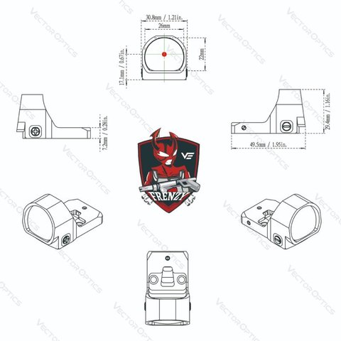 VECTOR OPTICS FRENZY 1X22X26 RD 3 MOA, TEK (SCRD-35)