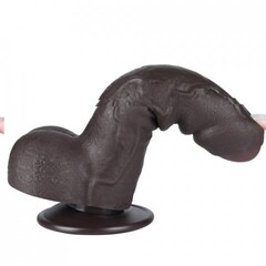 Реалистичный фаллоимитатор двухслойный Sliding Skin (18,3*3,5 см.) черный цвет