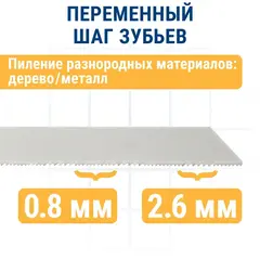 Пилки для сабельной пилы по стали ПРАКТИКА S1122VF BIM, по дер/мет/пласт, шаг 1,8 - 2,6 мм, длина (773-552)