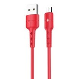 Кабель USB - Micro-USB 2,4А HOCO X30 1м (100 см) с индикатором (Красный)