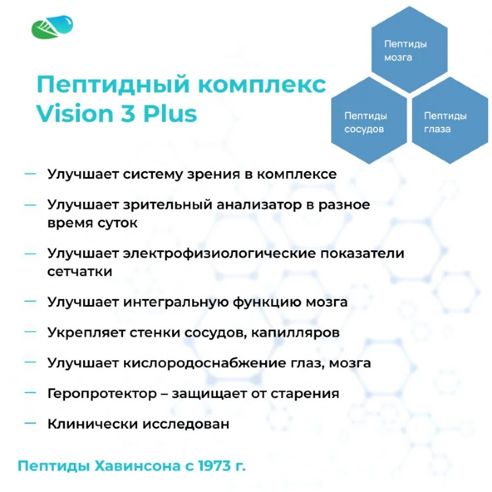 Пептидный комплекс Вижен 3 Плюс (острота зрения и концентрация внимания)  Vision 3 Plus Khavinson Peptides, 60 капсул - купить в Москве за 9 900 руб.  | SkincareShop