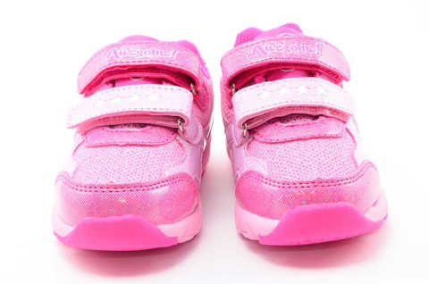 Светящиеся кроссовки для девочек Пони (My Little Pony) на липучках, цвет розовый, мигает картинка сбоку. Изображение 5 из 12.