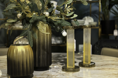 Ваза декоративная d19см Garda Decor стеклянная золотая стиль ар-деко