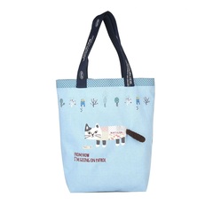 Вместительная сумка шоппер (тоут) с кошкой MATILDAsan, на кнопке, нежно-голубая, 25-8029-2, KUSUGURU