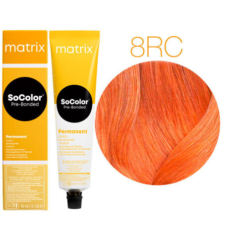 Matrix SoColor Pre-Bonded 8RC светлый блондин красно-медный, стойкая крем-краска для волос