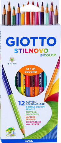 Карандаши цветные Giotto Stilnovo Bicolor двухсторонние 12 шт, 24 цвета