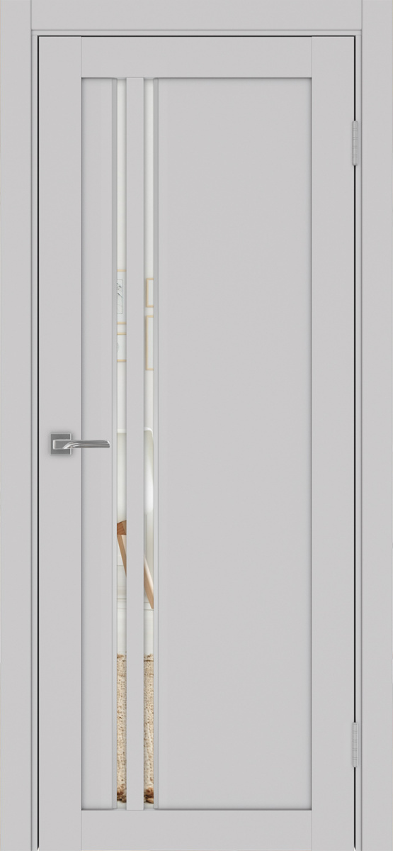 Дверь межкомнатная Оптима Порте Турин 525.121 АПС молдинг SC, цвет пепельный, экошпон, зеркало