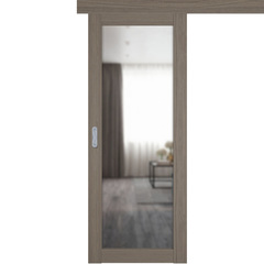 Купить Раздвижная одностворчатая дверь купе Atum Pro 32 Brun Oak с зеркалом