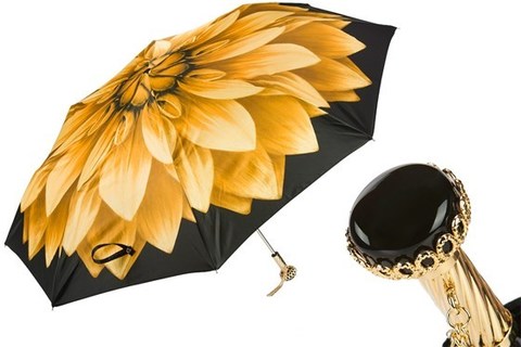 Зонт женский складной Pasotti - Golden Flower Beautiful Folding Umbrella, Италия.