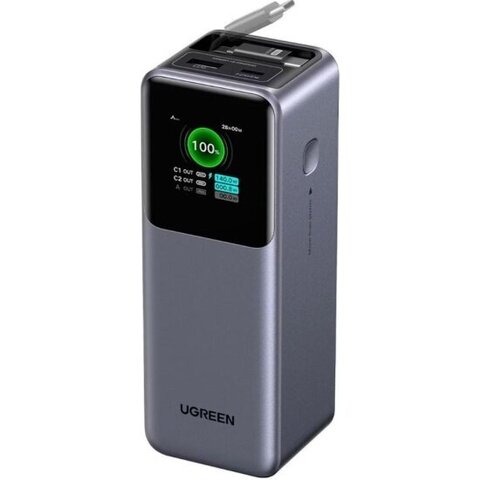 Внешний аккумулятор  UGREEN PB726 (55987B) 165W Power Bank 20000mAh with Retractable Cable, серый космос
