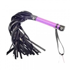 Плеть из натуральной кожи с атласной ручкой фиолетовая Romantic Arsenal