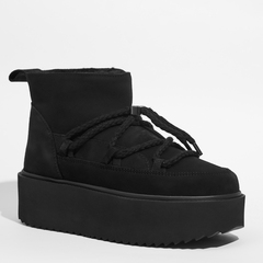 Замшевые полусапоги INUIKII 75204-004 Sneaker Classic Low Platform Black на меху