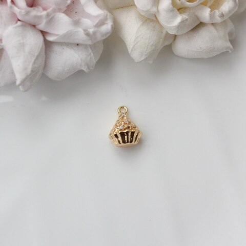 Подвеска Капкейк с фианитами 14*10 мм, позолота, П172