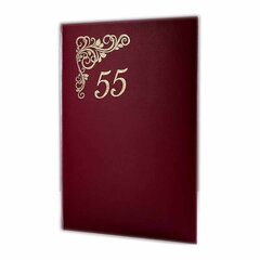Папка адресная "55 лет", А4, бумвинил, жесткая, тисненный уголок, бордовая