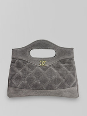 Сумка 9990 замшевая стеганная с рисунком виде ромбов, коротким и длинным ремешком