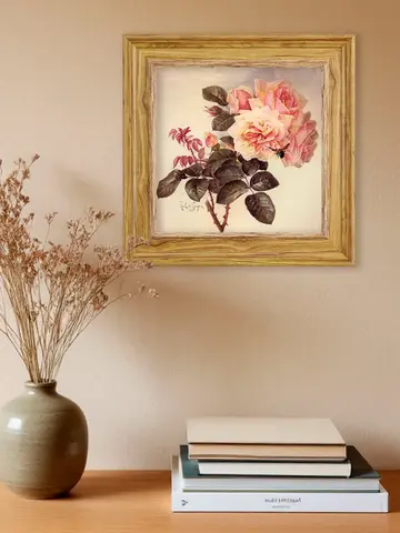 Картина настенная интерьерная в раме "под дерево" 26*26 см