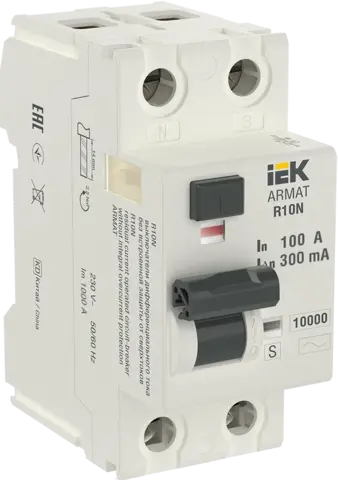 ARMAT Выключатель дифференциального тока R10N 2P 100А 300мА тип AC-S IEK