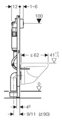 Geberit Duofix 458.124.21.1 UP100 инсталляция Н112 для подвесного унитаза с клавишей Delta 21