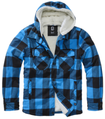 Brandit LUMBER JACKET HOODED black/blue