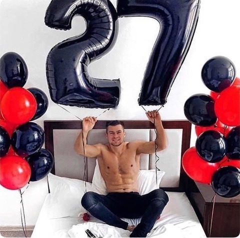 воздушные шары на день рождения мужчине 27 лет, фольгированные шары цифры 27, латексные шары