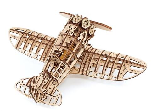 Самолет с мотором от EWA - Деревянный конструктор, сборная механическая модель, 3D пазл