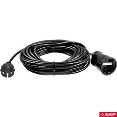 ЗУБР ПВС-207-Ш, ПВС, 2 x 0.75 мм2, 20 м, 2200 Вт, силовой удлинитель-шнур (55023-20)