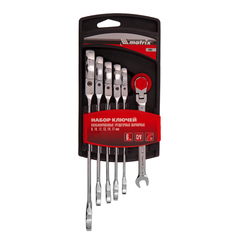 14897 Набор ключей комбинированных, трещоточных шарнирных 6ш