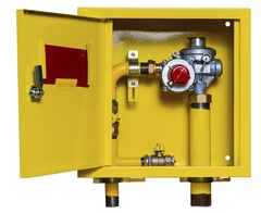 Шкафной газораспределительный пункт ГРПШ-ОХТА-RF-25-1-НН-П1 (желтый)