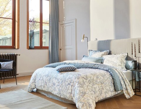 Постельное белье 2 спальное евро Blanc des Vosges Broceliande Cobalt