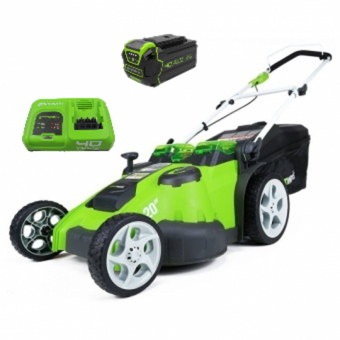 Аккумуляторная газонокосилка Greenworks G40LM49DBК5 TwinForce, 40v, 49 см, (2500207UGB), с аккумулятором 5 А·ч и быстрым зарядным устройством