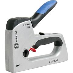 Степлер механический КОБАЛЬТ СТРЕЛОК, алюм.корп., скобы 6-14мм (тип 53), шпильки (12-14мм), гвозди (14мм), рег.удара, спуск.крючок (240-690)