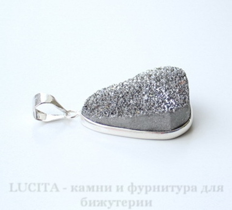 Подвеска Кварц в рамке (цвет - античное серебро) 34,7х23,4х12 мм №19