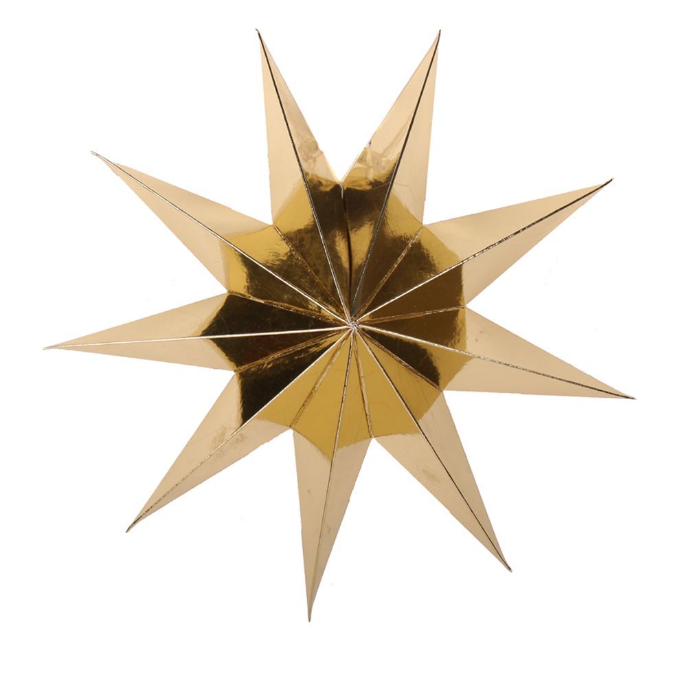 Бумажная звезда, 30 см, 9-конечная, Золото