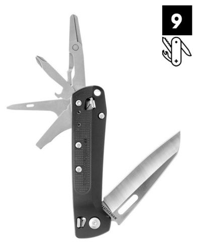 Мультитул Leatherman Free K4 115 mm, 9 функций, чёрный, блистер (832667)