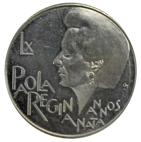 250 франков. 60 лет со дня рождения Королевы Паолы. Бельгия. 1997 год Серебро. PROOF-LIKE