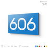 Номер на дверь 606, табличка на дверь для офиса, квартиры, кабинета, аудитории, склада, голубая 120х70 мм, Айдентика Технолоджи