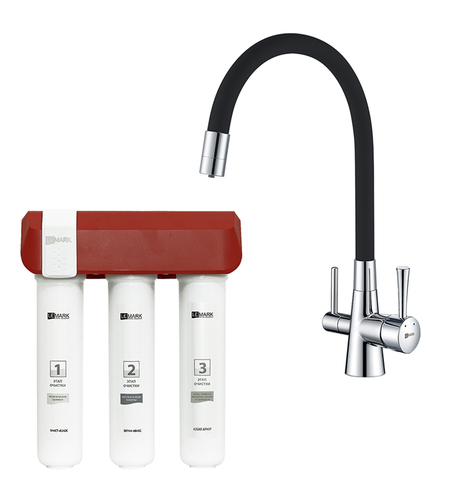 Lemark LM3075C086 Комплект Lemark: Смеситель LM3075C для кухни с гибким изливом + Фильтр для очистки жесткой воды OPTI