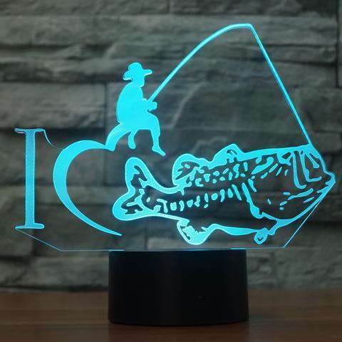 3D светильник с пультом Любитель рыбалки