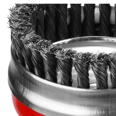 MIRAX 100 мм, жгутированная стальная проволока 0.5 мм, чашечная щетка-крацовка для УШМ (35144-100)