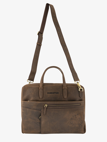 Кожаный портфель универсальный, компактный коричневого цвета (кожа Крейзи)