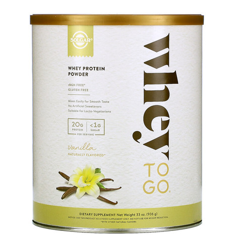 Solgar, Whey To Go, порошок сывороточного белка, ваниль, 936 г (33 унции)