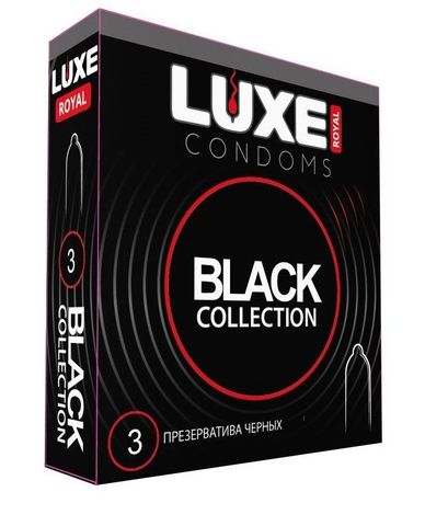 Черные презервативы LUXE Royal Black Collection - 3 шт. - Luxe LUXE Royal Black Collection №3
