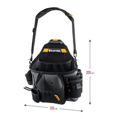 KRAFTOOL KPB-20 с быстросъёмным креплением FastClip, плечевой ремень, 20 карманов и петель, 320 х 310 мм, поясная сумка (38767)